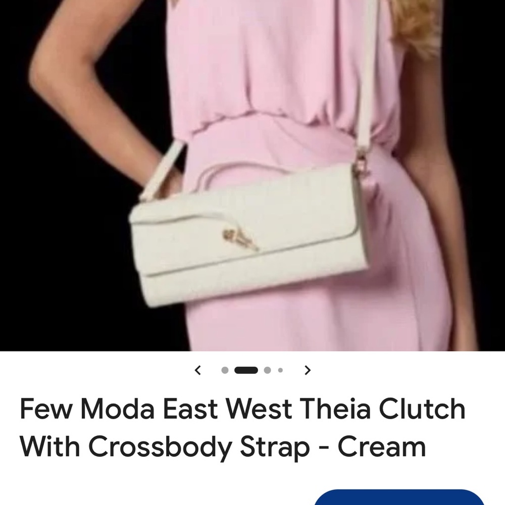 Few Moda East West Theia Clutch With Crossbody Strap - Cream NWT - Picture 8 of 11
